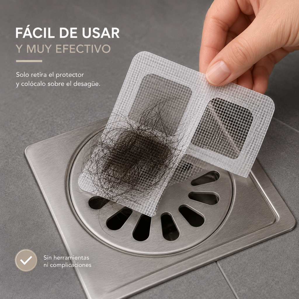Recogedor Desechable de Pelo para Desagüe de Ducha (50 Piezas)