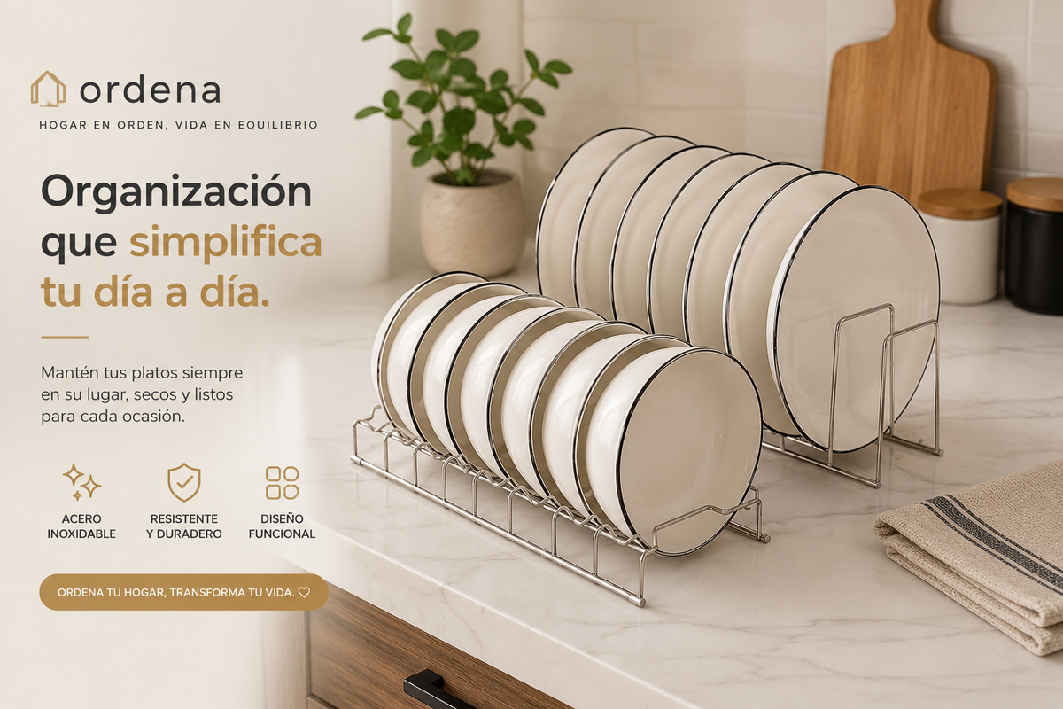 Organizador Metálico para Platos y Tazones | Ahorra Espacio en tu Cocina