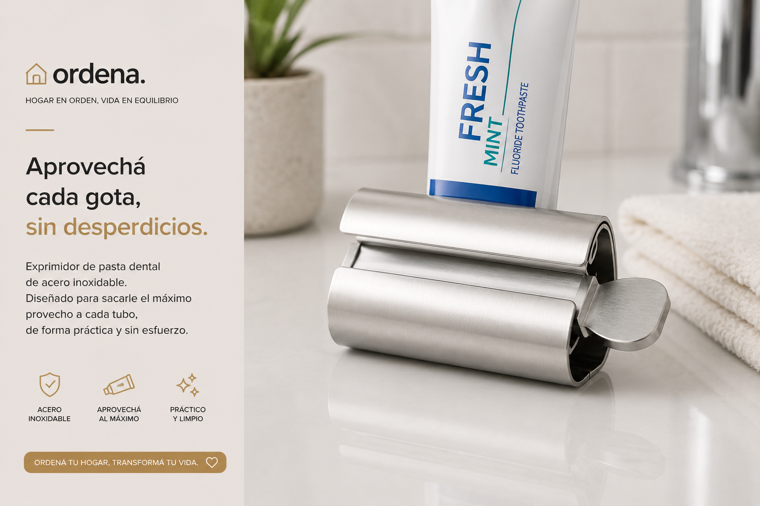 Exprimidor de Pasta Dental de Acero Inoxidable | Aprovecha Cada Gota