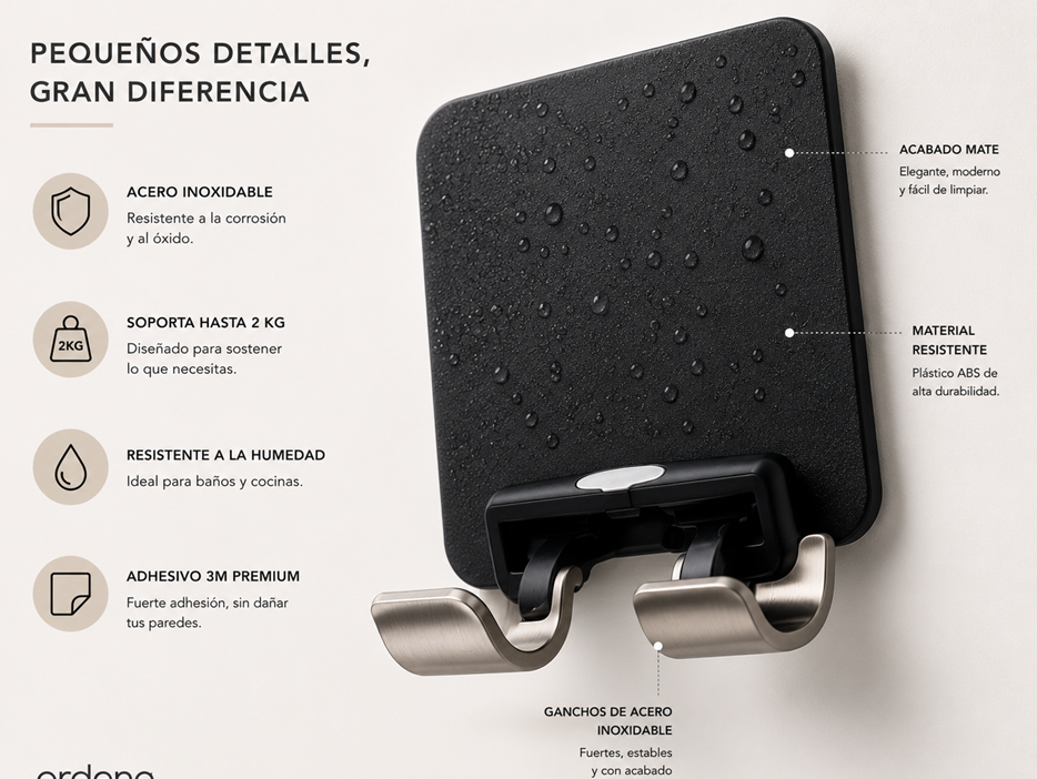 Soporte Adhesivo de Acero Inoxidable para Maquinilla de Afeitar | 1 o 2 Piezas
