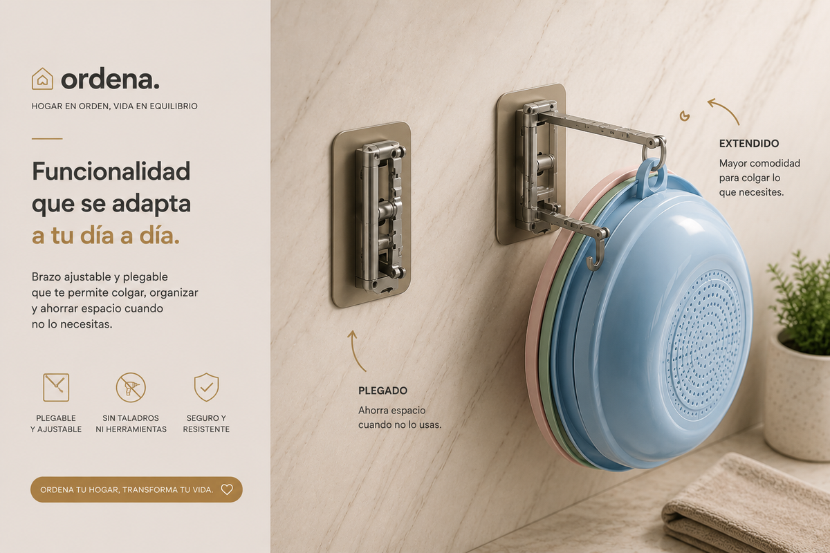 Gancho Adhesivo de Acero Inoxidable | Organizador Multifuncional para Baño y Cocina