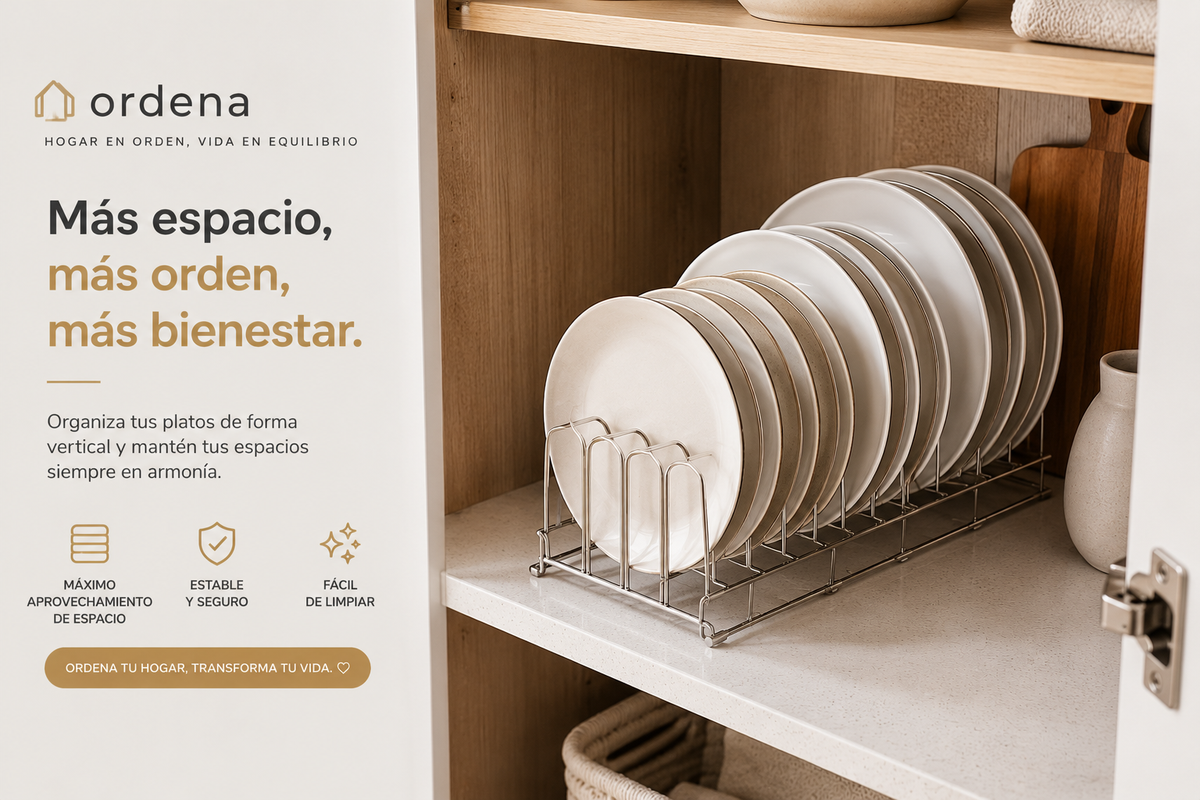 Organizador Metálico para Platos y Tazones | Ahorra Espacio en tu Cocina