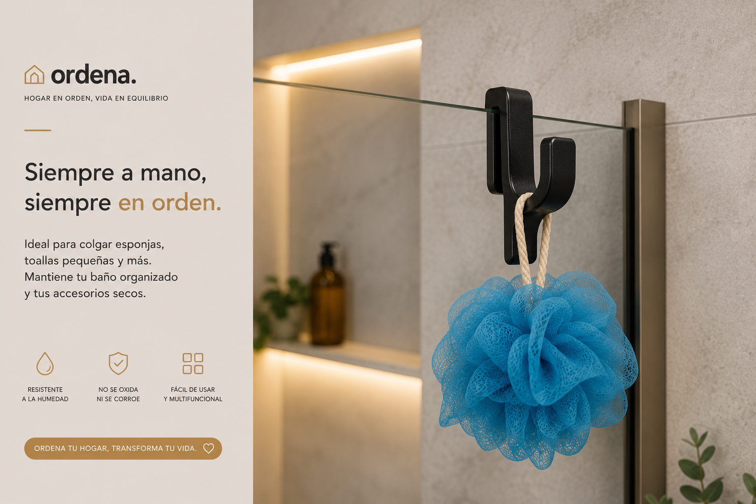 Gancho para Puerta de Ducha | Organizador para Toallas y Accesorios