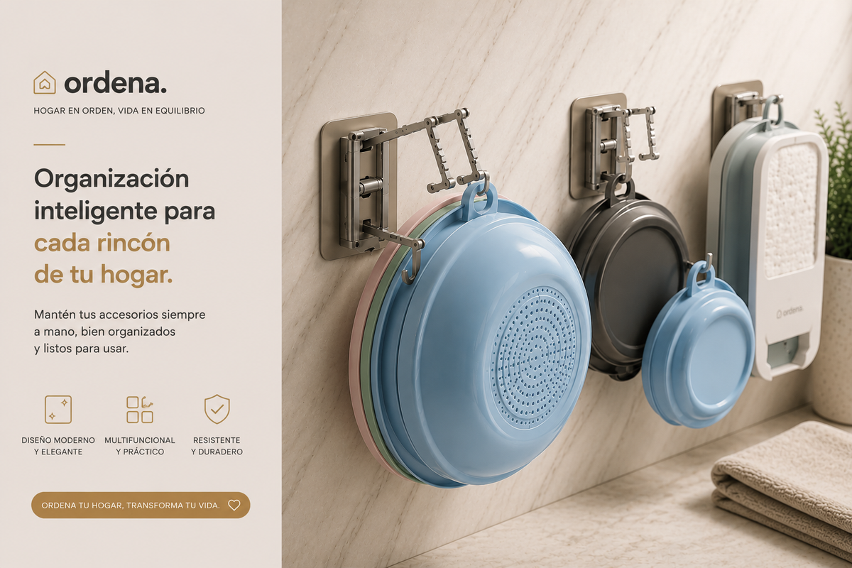 Gancho Adhesivo de Acero Inoxidable | Organizador Multifuncional para Baño y Cocina