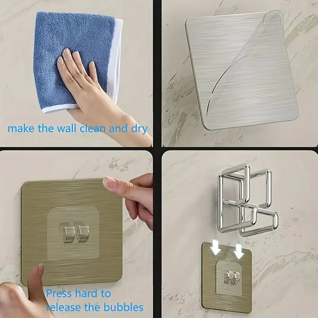 Gancho Adhesivo de Acero Inoxidable | Organizador Multifuncional para Baño y Cocina