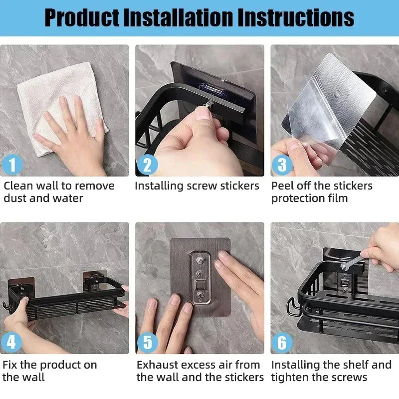 Repisa de Aluminio para Baño y Cocina | Organizador de Pared