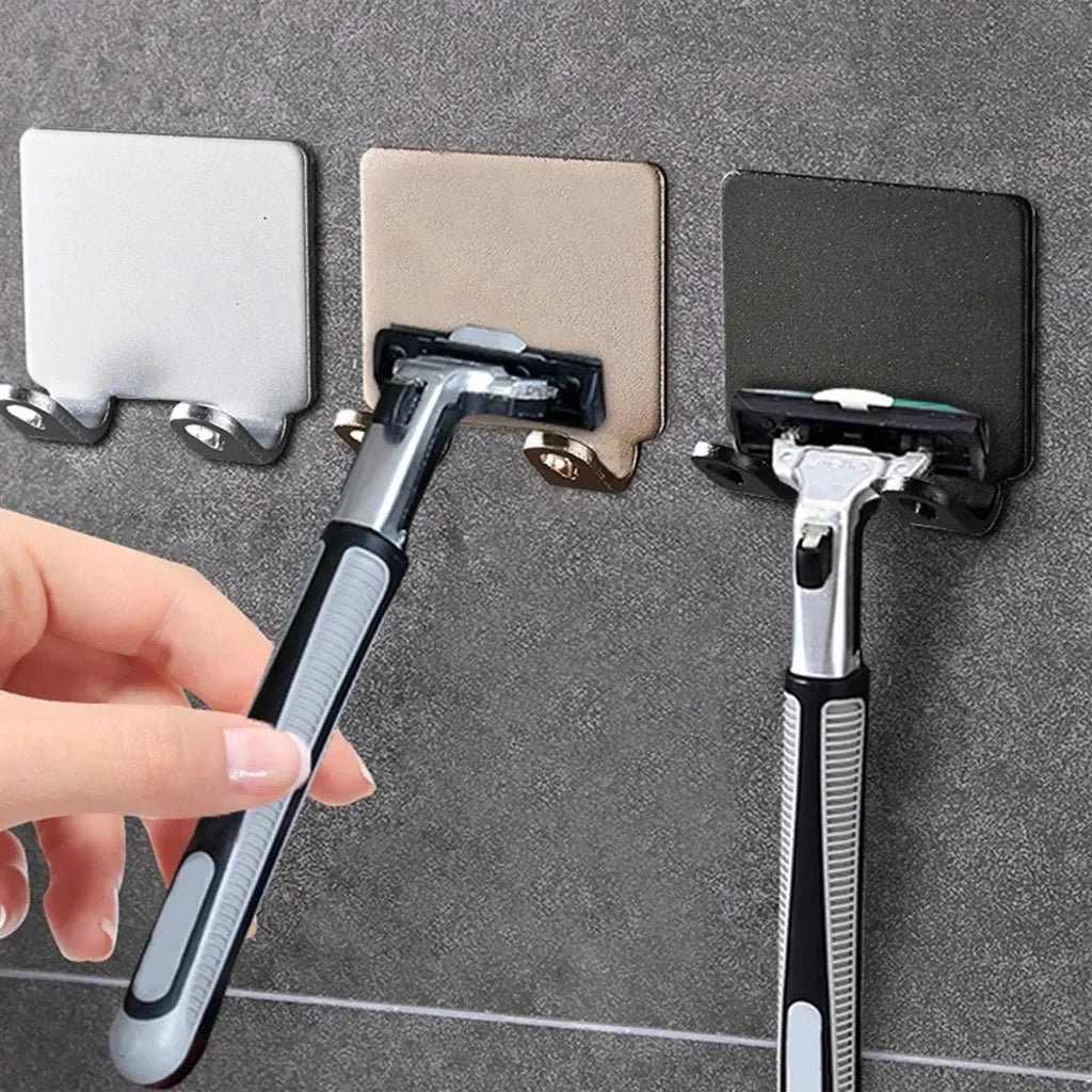 Soporte Adhesivo de Acero Inoxidable para Maquinilla de Afeitar | 1 o 2 Piezas
