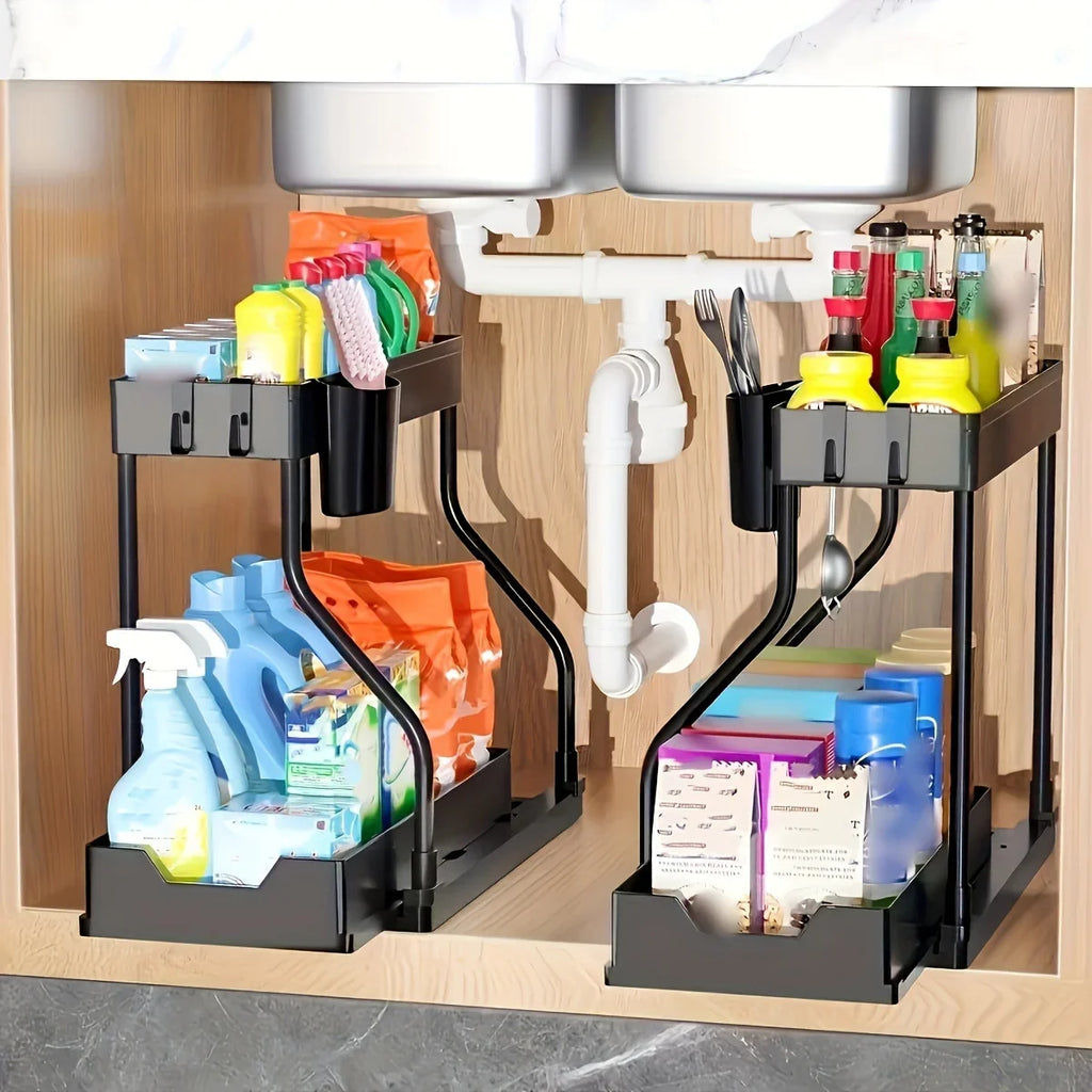 Organizador Deslizante de 2 Niveles para Bajo el Fregadero