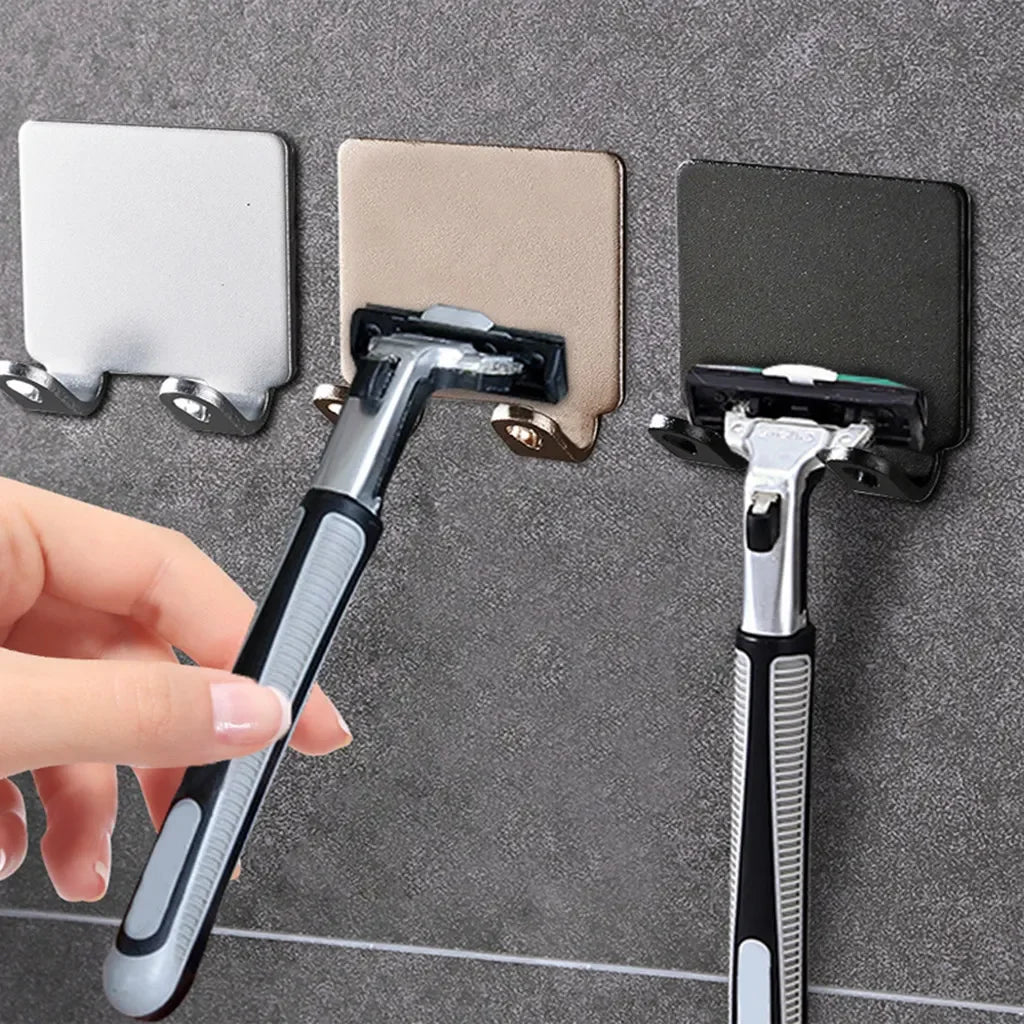 Soporte Adhesivo de Acero Inoxidable para Maquinilla de Afeitar | 1 o 2 Piezas