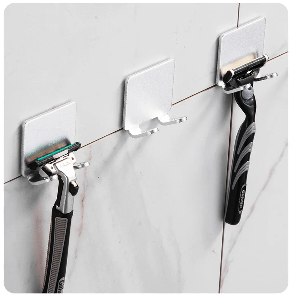 Soporte Adhesivo de Acero Inoxidable para Maquinilla de Afeitar | 1 o 2 Piezas