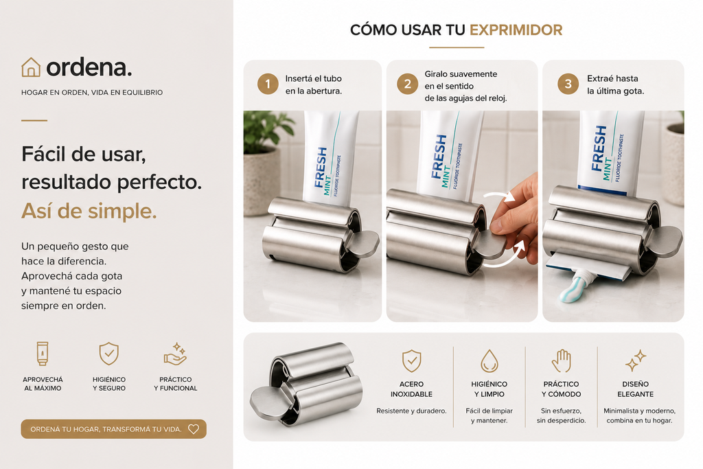 Exprimidor de Pasta Dental de Acero Inoxidable | Aprovecha Cada Gota