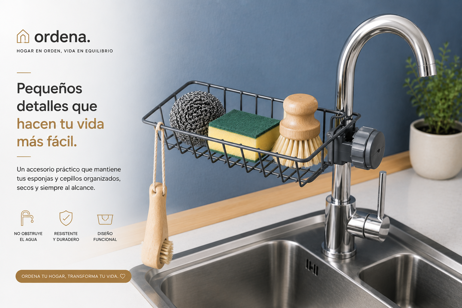 Organizador Flexible para Fregadero | Soporte para Esponja y Jabón