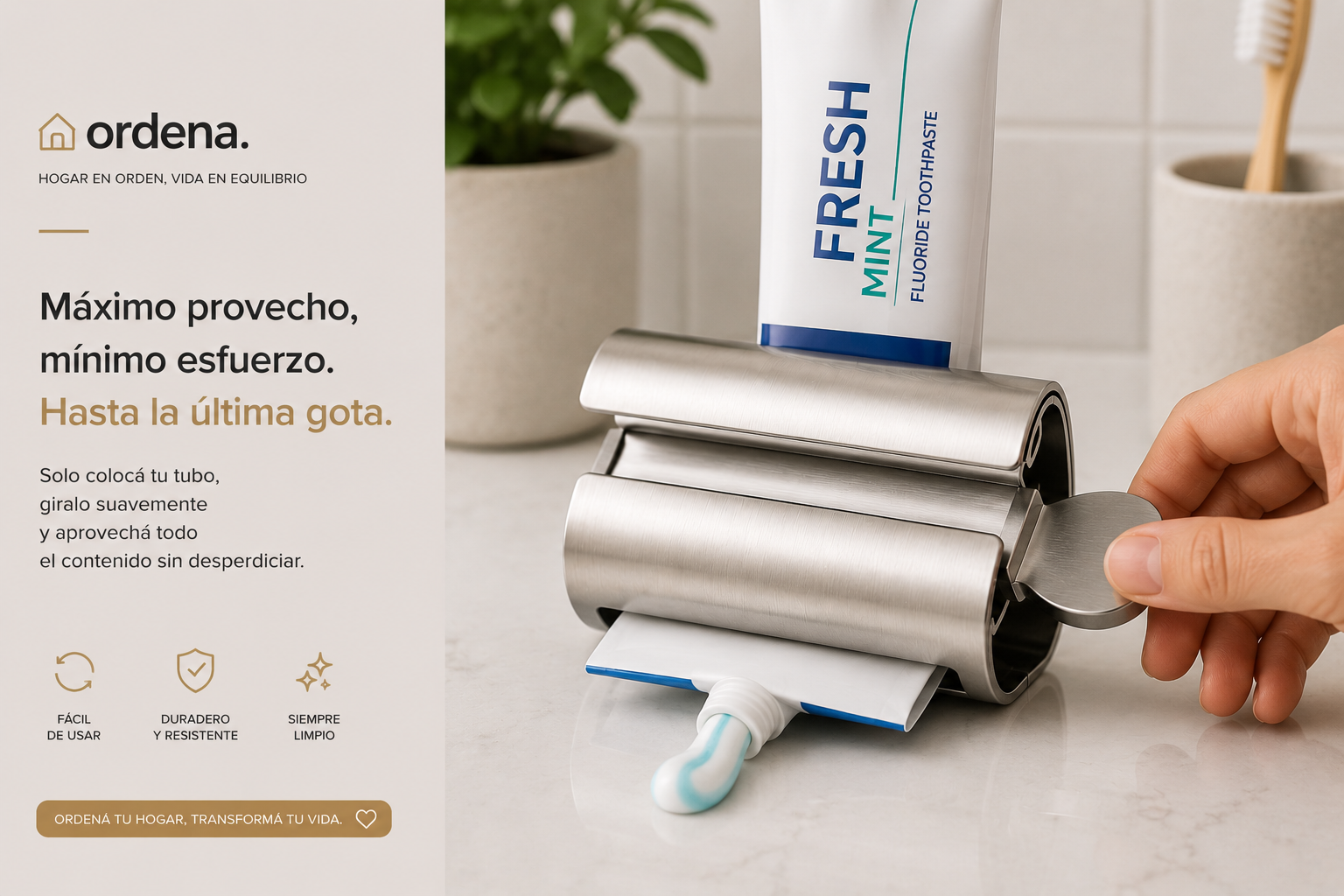 Exprimidor de Pasta Dental de Acero Inoxidable | Aprovecha Cada Gota